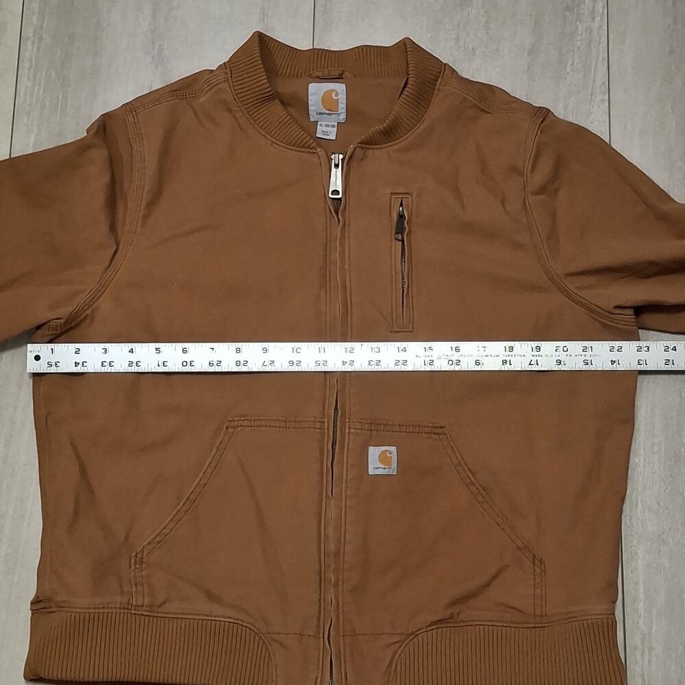 Carhartt Women’s Jacket Brown Crawford Canvas Bomber XL 16/18 Full Zip Relaxed - Picture 2 of 7